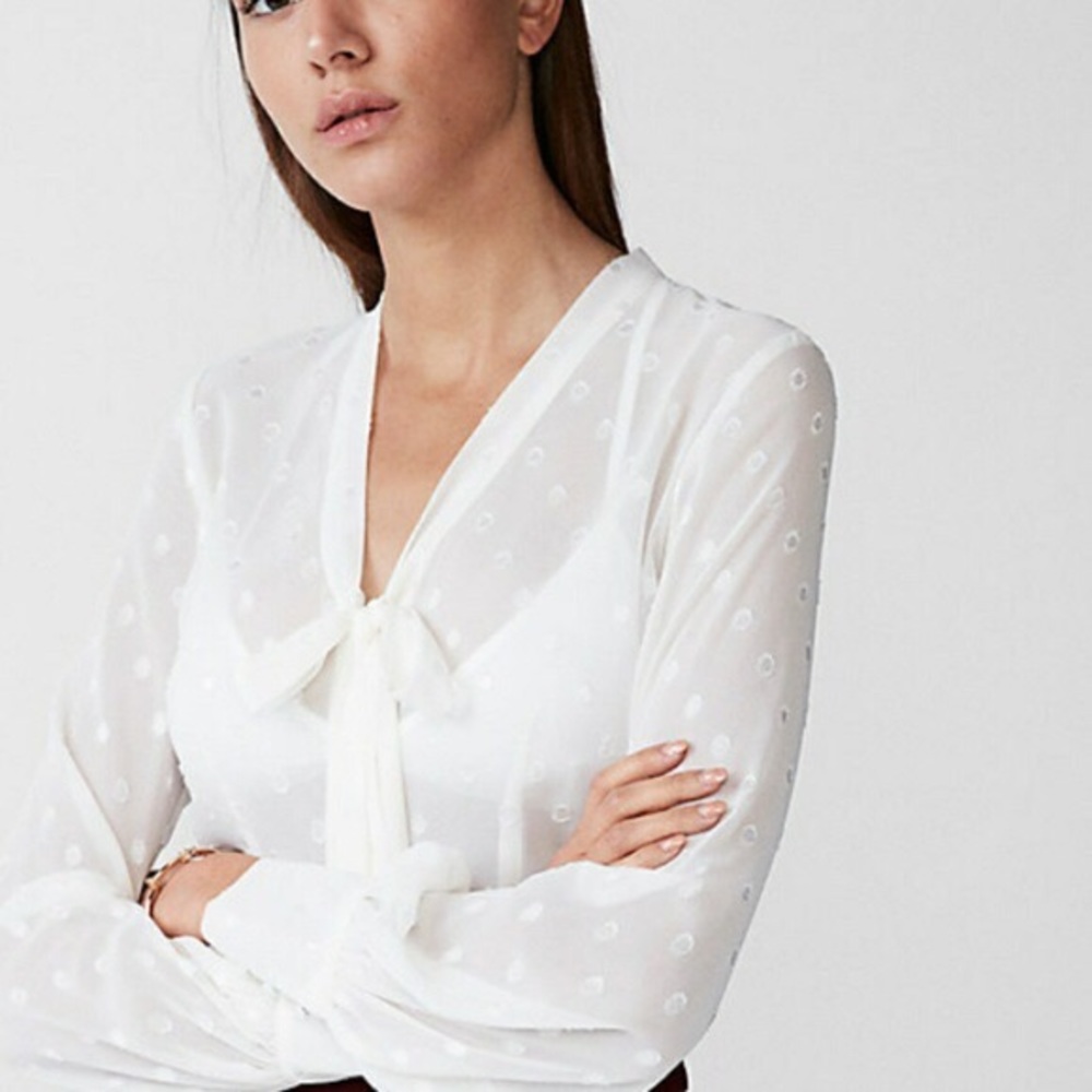 NWT, Express, Sheer Blouse, Cream M